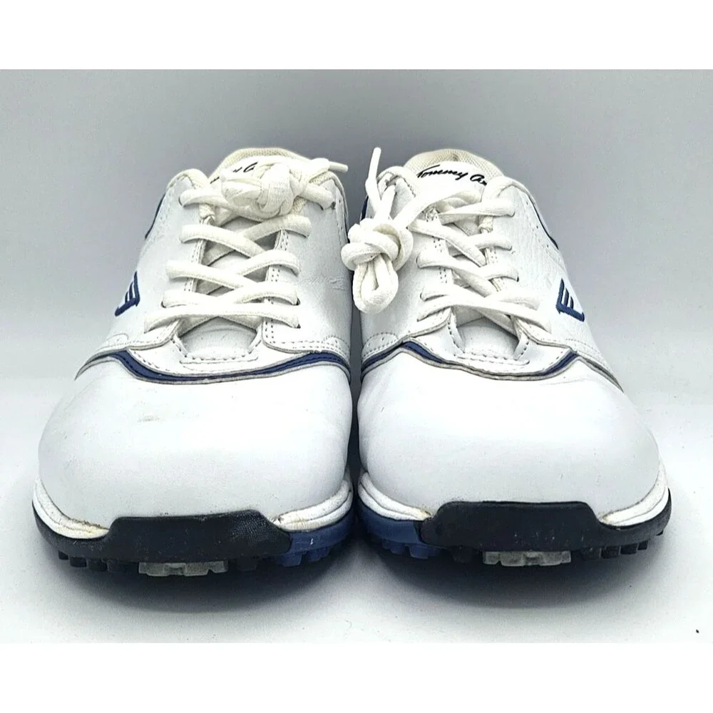 Tommy Armour Women's Golf Shoes White Blue Spikeless US 10 Leather Athletic